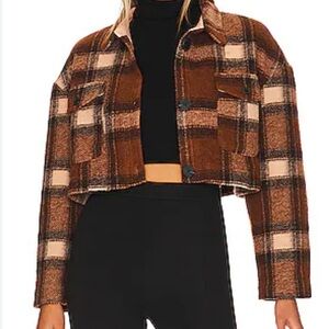 Lovers + Friends Brown Plaid Utility Jacket